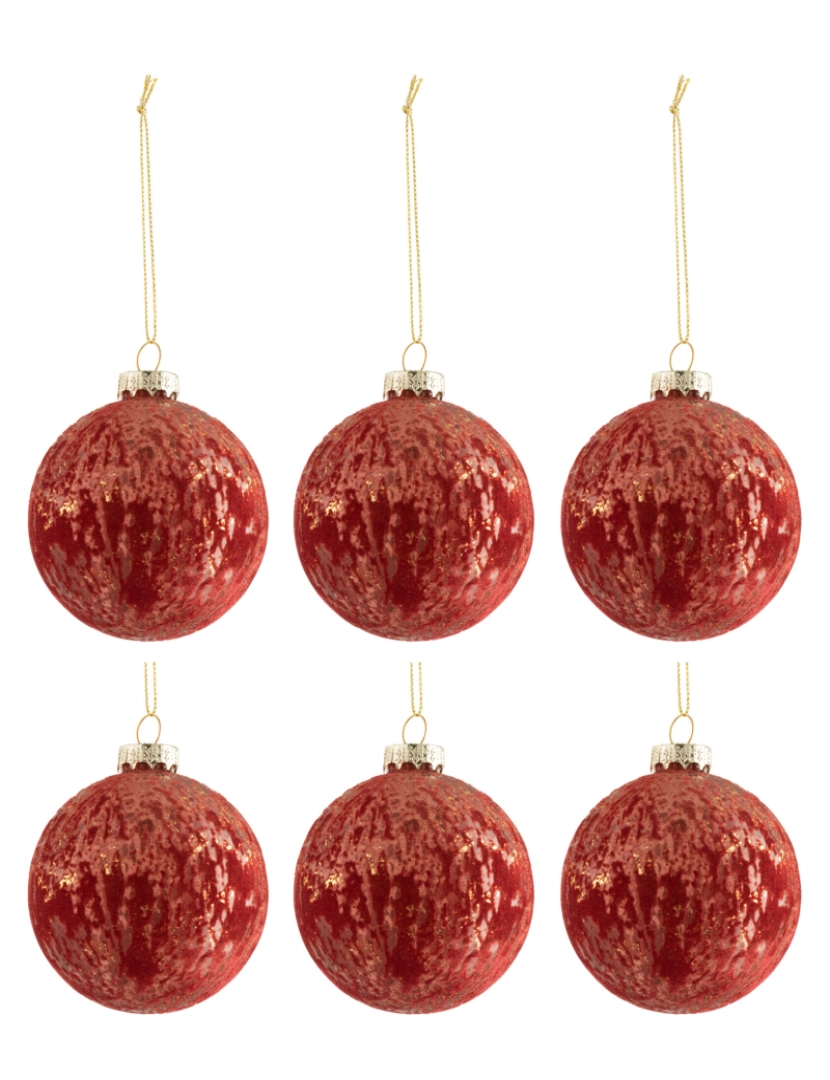 imagem de Caixa J-Line de 6 bolas de Natal Velvet vidro antigo Bordeaux/Gold pequeno1