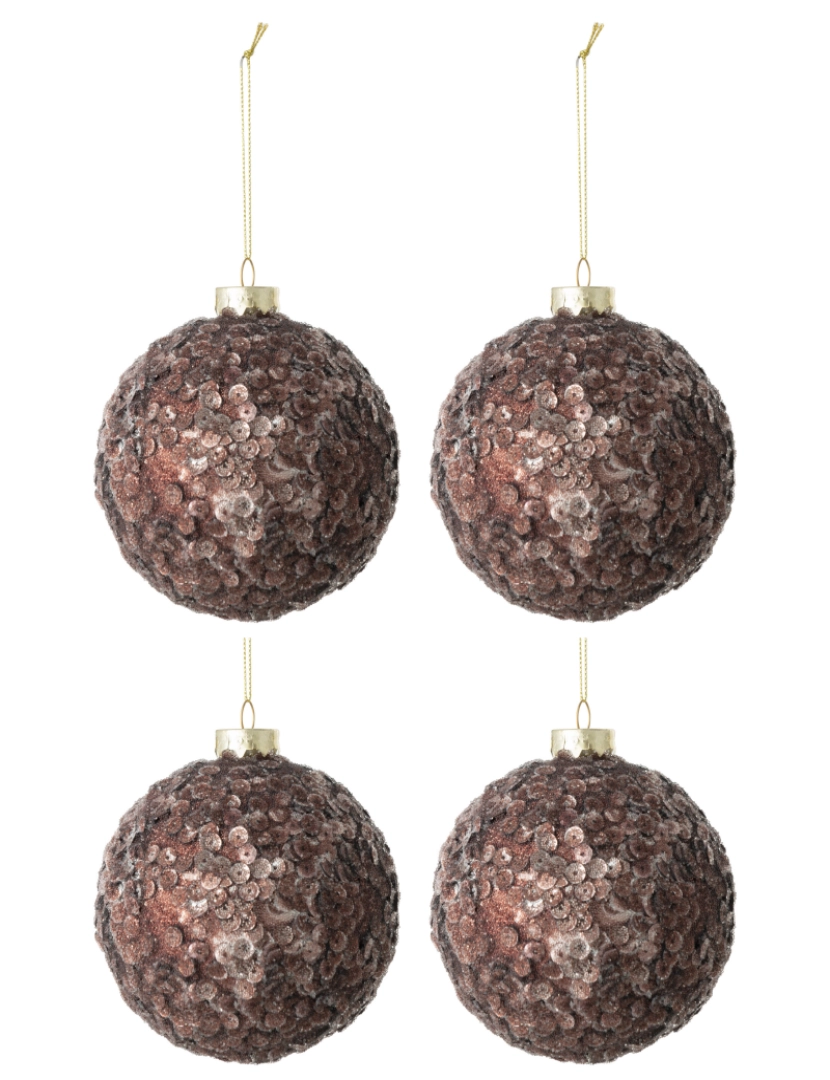 J-Line - Caixa J-Line de 4 bolas de Natal folheado de vidro fonce marrom médio