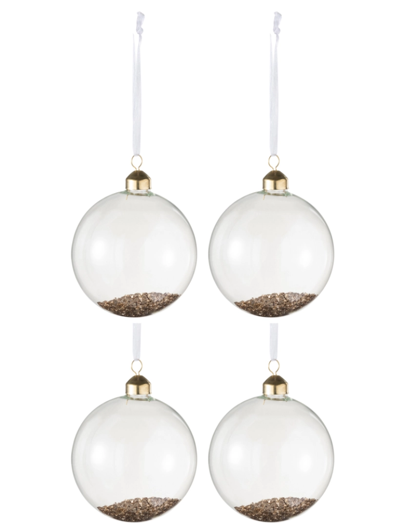 J-Line - Caixa J-Line de 4 bolas decorativas de Natal transparente/vidro de vidro médio