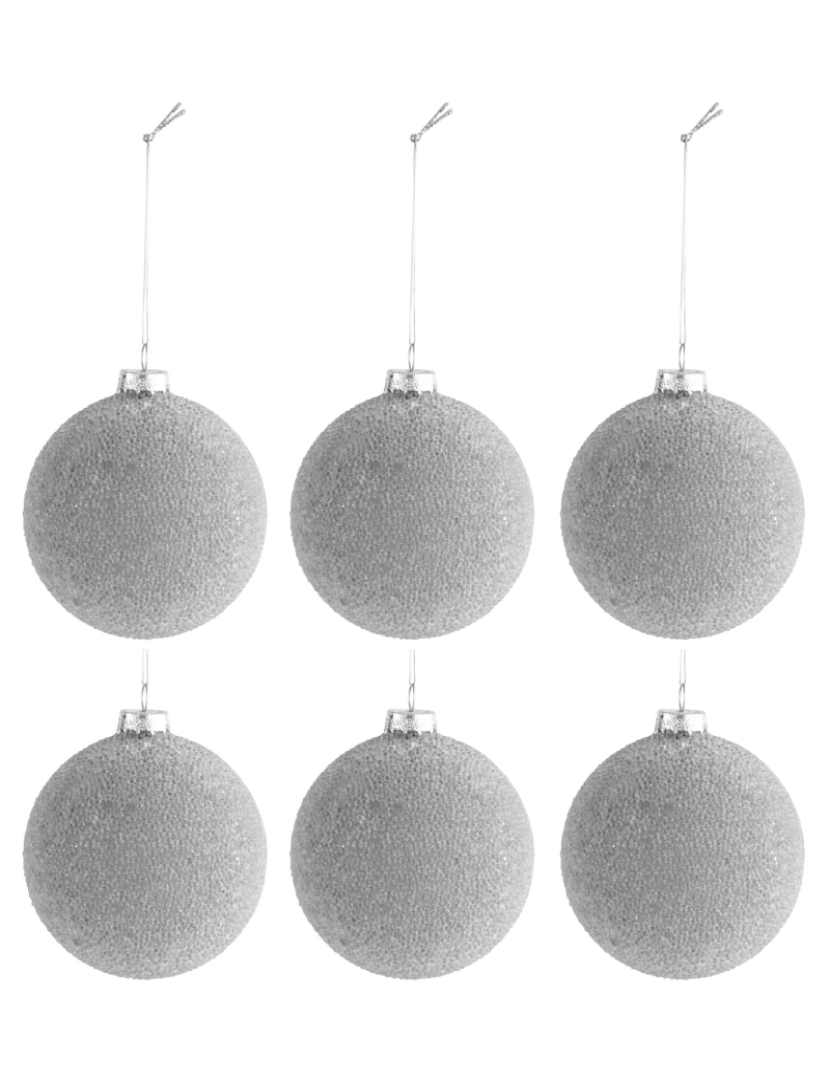 J-Line - Caixa J-Line de 6 esferas de contas de Natal tapete de vidro cinza pequeno