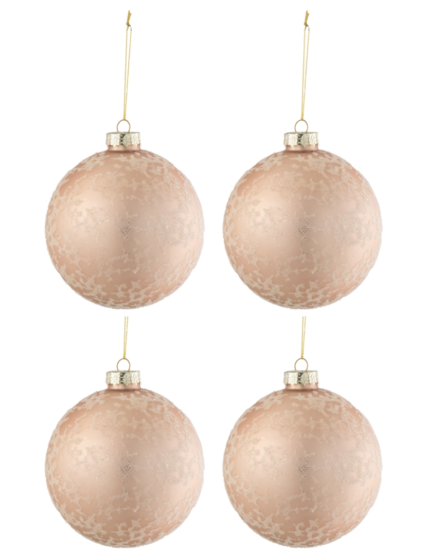 imagem de Caixa J-Line 4 bolas de fosco de Natal tapete de vidro rosa claro grande1