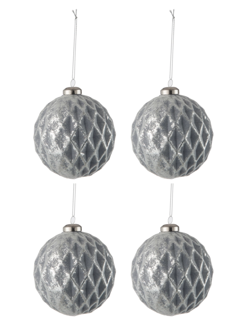 imagem de Caixa J-Line de 4 bolas de Natal Carreau vidro Cinza Antique1