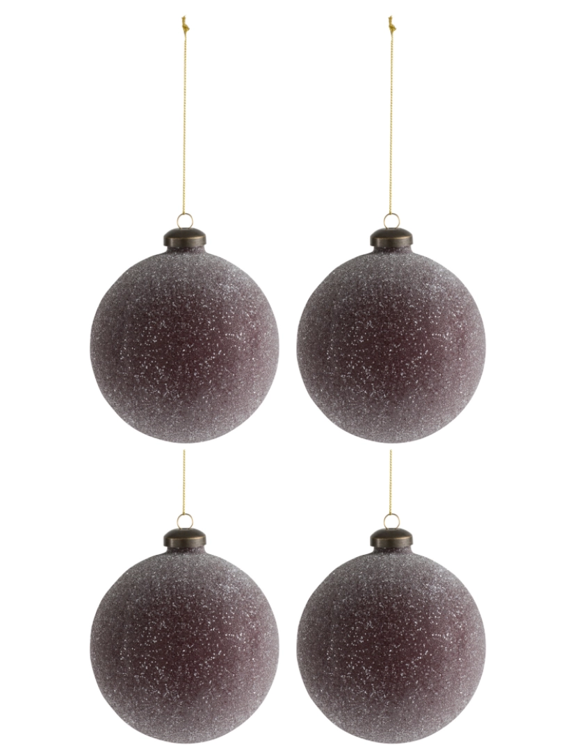 imagem de Caixa J-Line de 4 bolas de Natal Beads vidro Bordeaux Médio1