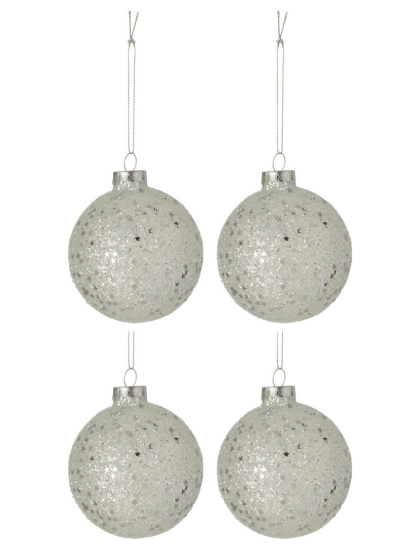 imagem de Caixa J-Line de 4 estrelas de bola de Natal de prata média1