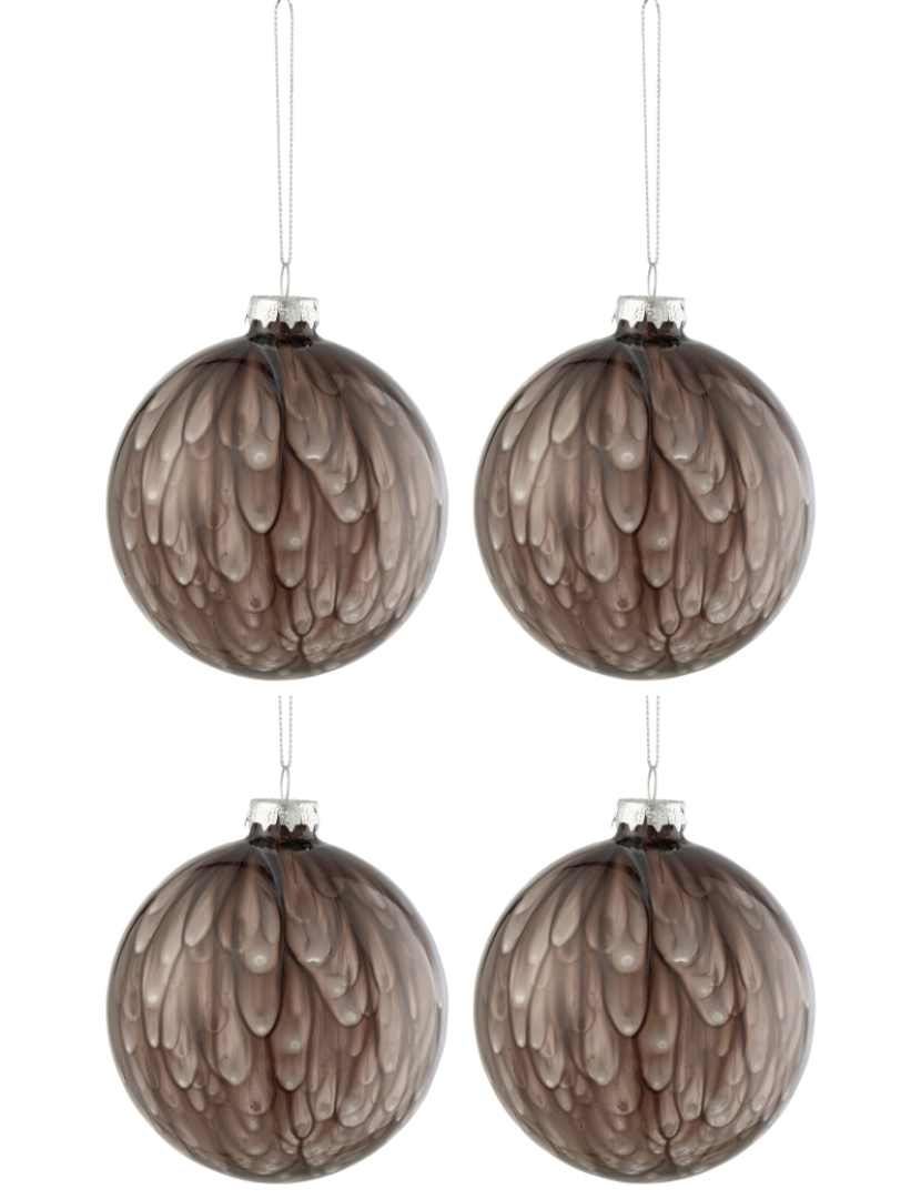 imagem de Caixa J-Line 4 bolas de vidro de Tache de Natal brilhante cinza fonce grande1