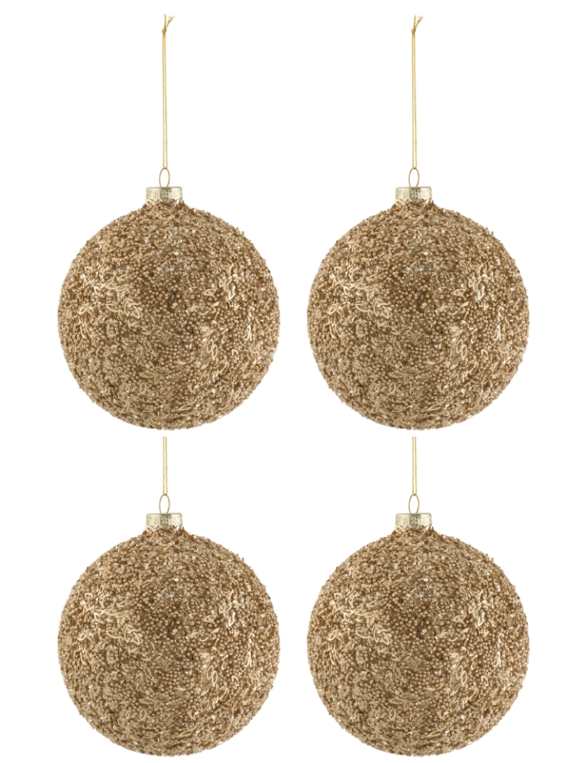 imagem de Caixa J-Line de 4 bolas de Natal lantejoulas grande vidro de ouro1