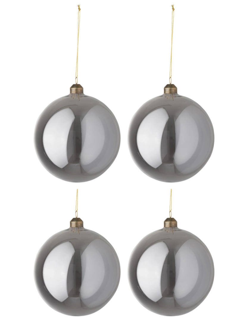 imagem de Caixa J-Line de 4 bolas de vidro liso de Natal cinza Bead Grande1
