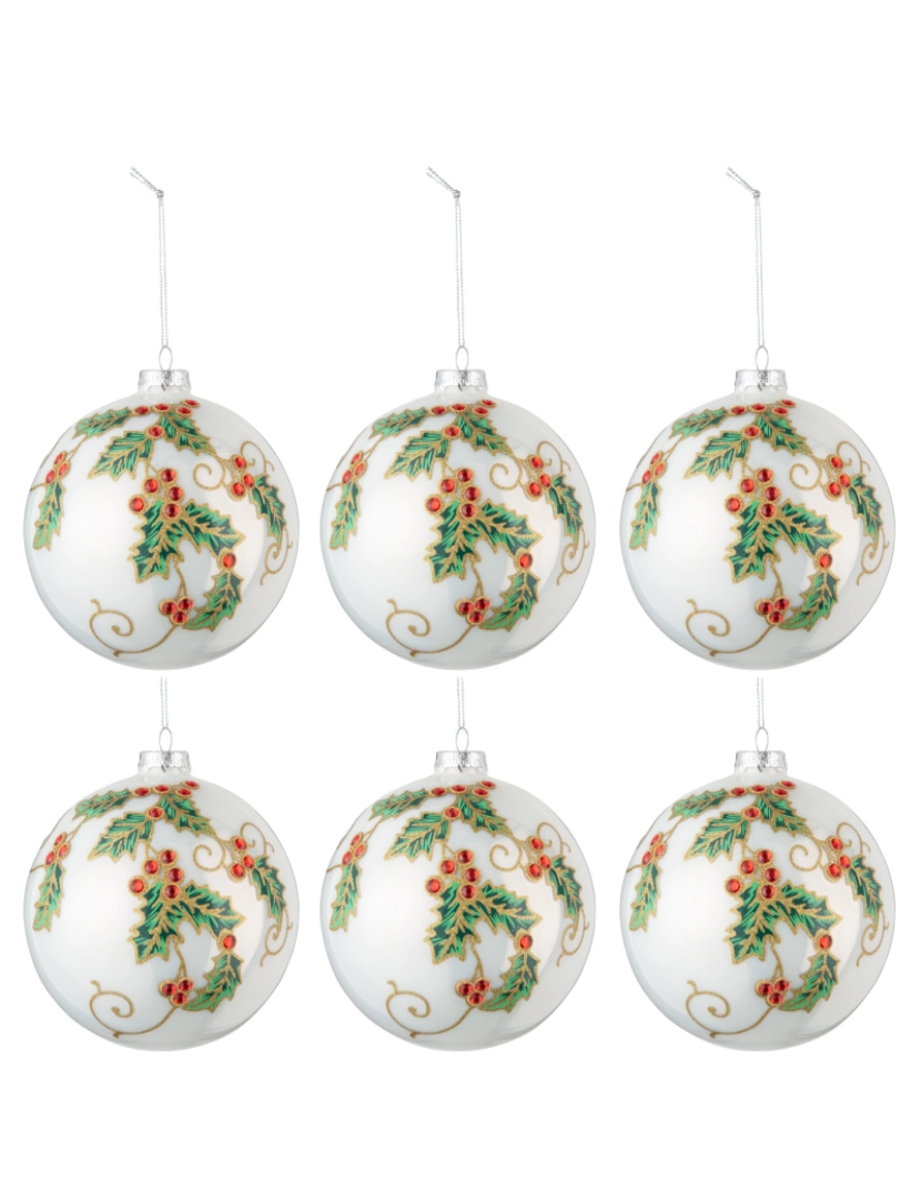 imagem de Caixa J-Line de 6 bolas De Noel Deco vidro branco/verde/vermelho pequeno1