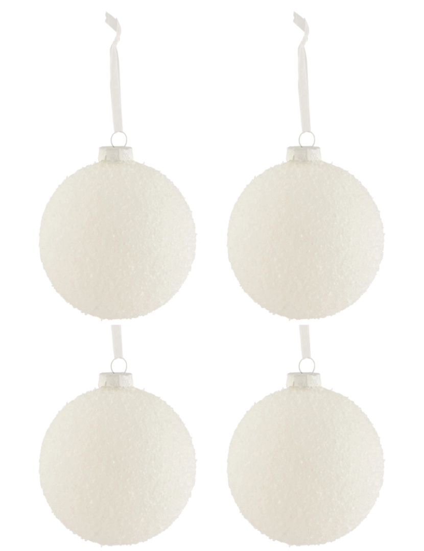 J-Line - Caixa J-Line de 4 bolas de vidro de neve de Natal Branco Grande