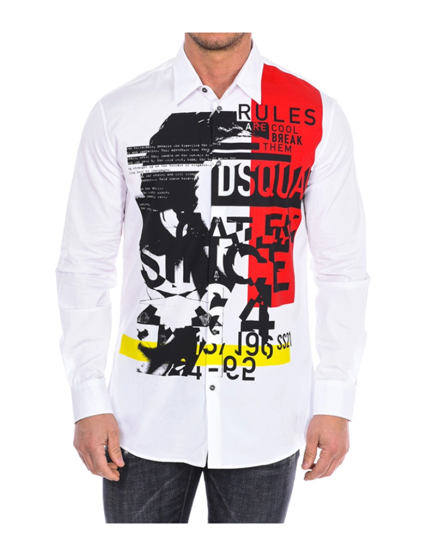 Dsquared2 - Camisa Manga Comprida Homem Branco-Vermelho-Preto