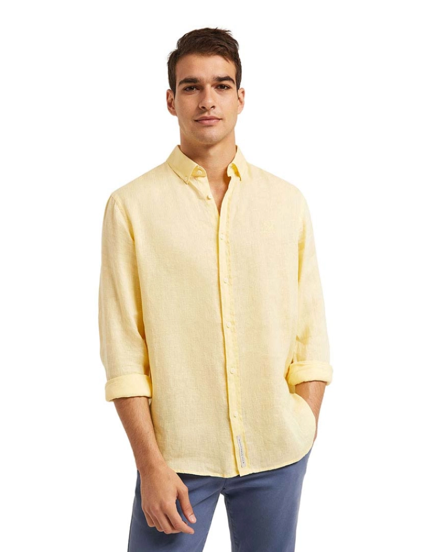 Polo Club - Camisa Manga Comprida Homem Amarelo Claro