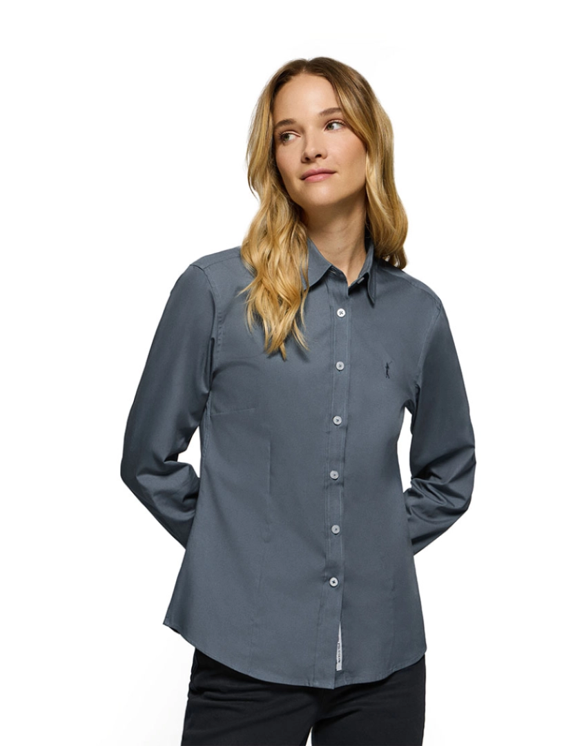 Polo Club - Camisa Manga Comprida Senhora Azul Denim