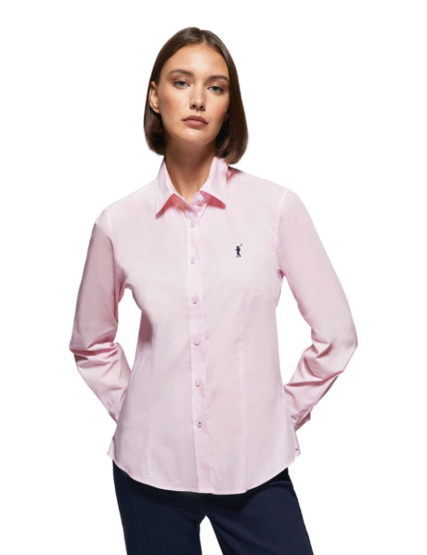 Polo Club - Camisa Mulher Manga Comprida Slim Fit Popelina