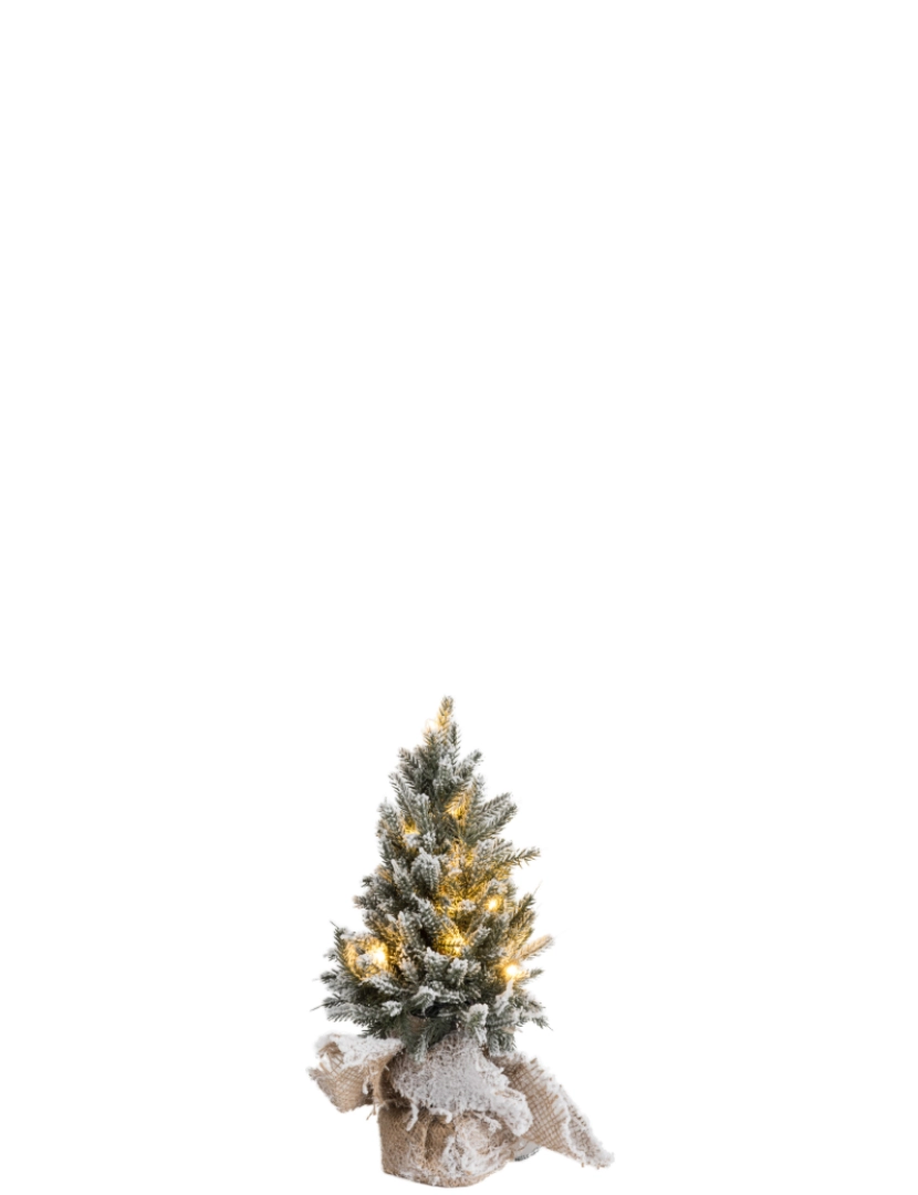 imagem de J-Line Sapin De Noel + Led + Pot Jute plástico verde neve extra pequeno1