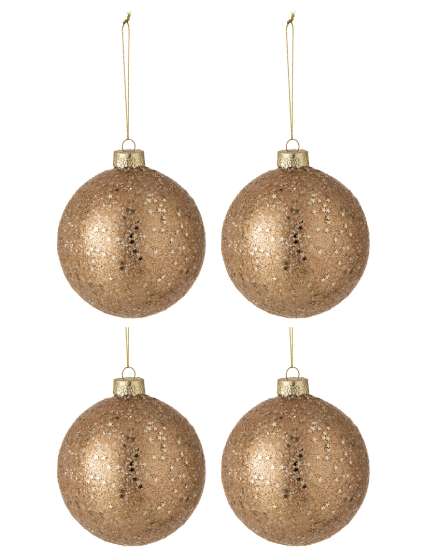 J-Line - Caixa J-Line de 6 bolas de Natal estrelas de vidro bronze grande