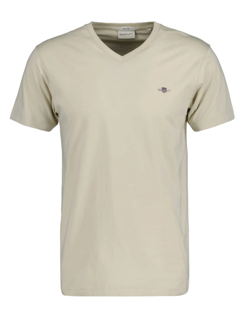 Gant - Gant Slim Shield V-Neck Tee Bege