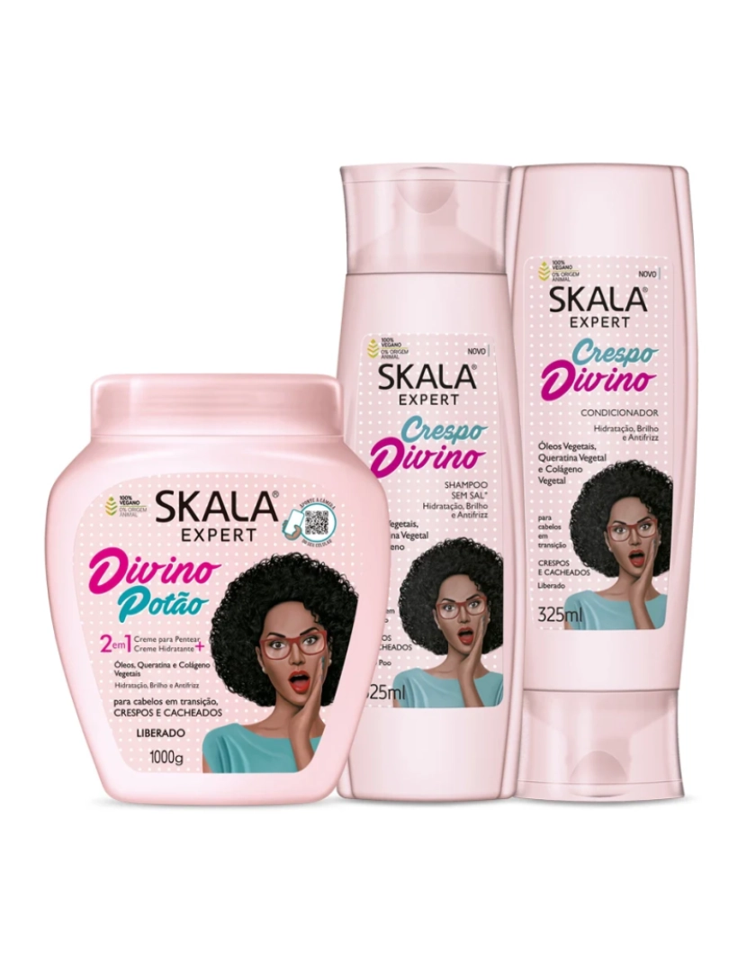 Skala - Pack Skala Crespo Divino Condicionador 325ml + Máscara 1kg + Shampoo 325ml