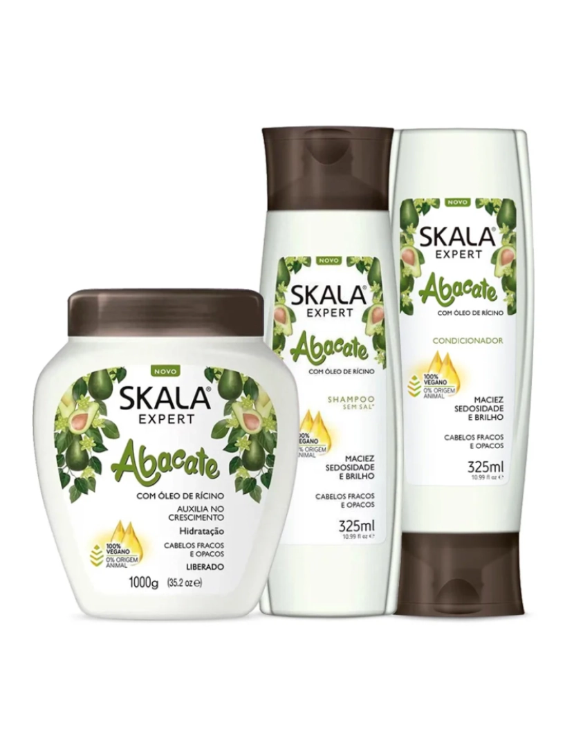 Skala - Pack Skala Abacate Shampoo 325ml + Máscara 1kg + Condicionador 325ml