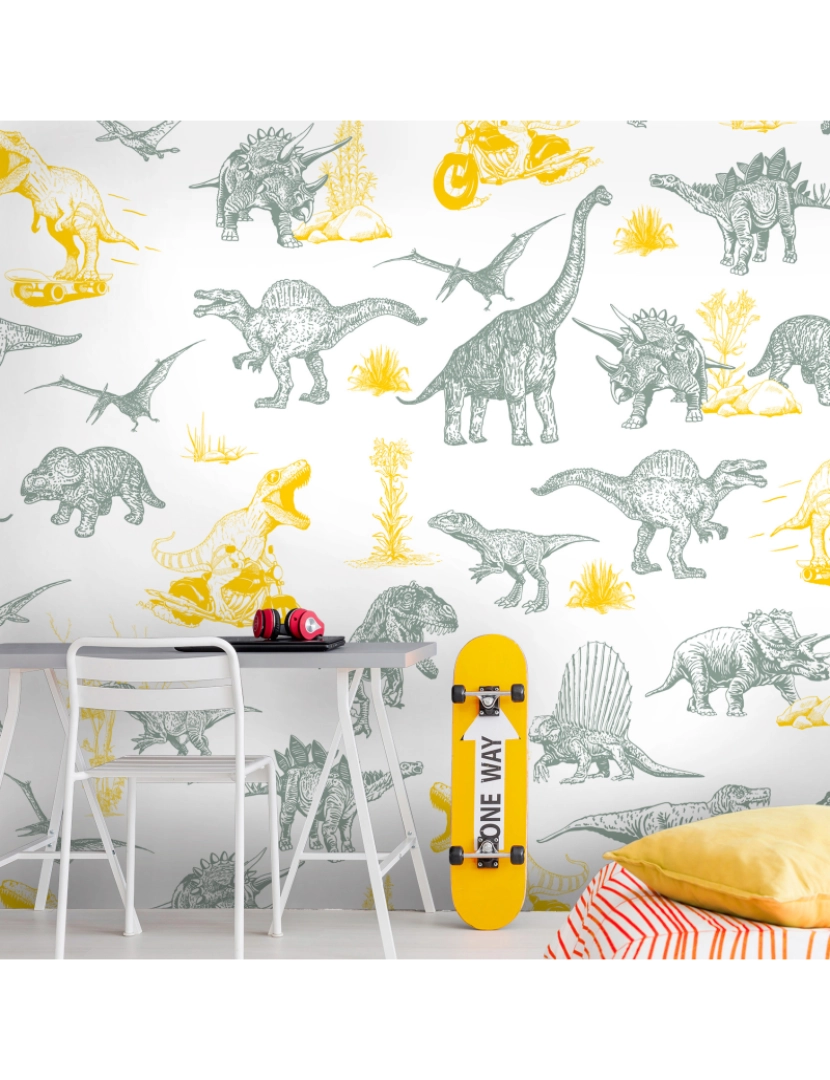 Lé Papiers De Ninon - Papel de parede Dino fun Jaune