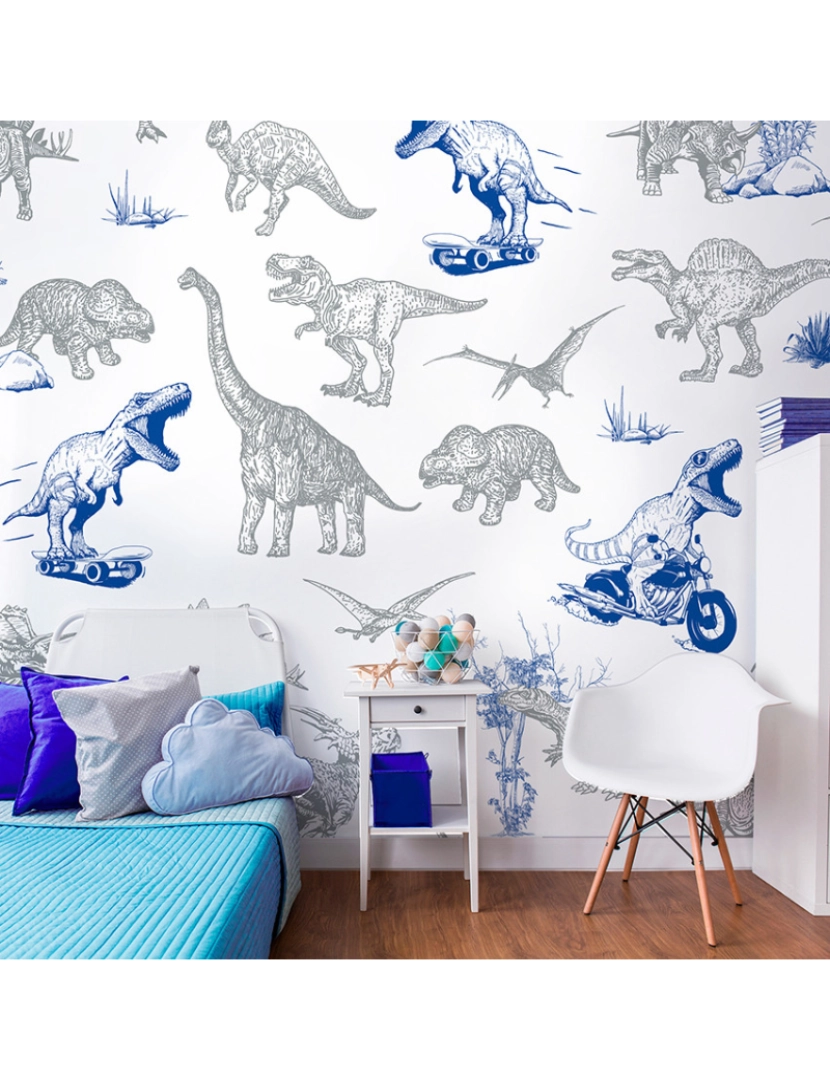 imagem de Papel de parede Dino fun Bleu1