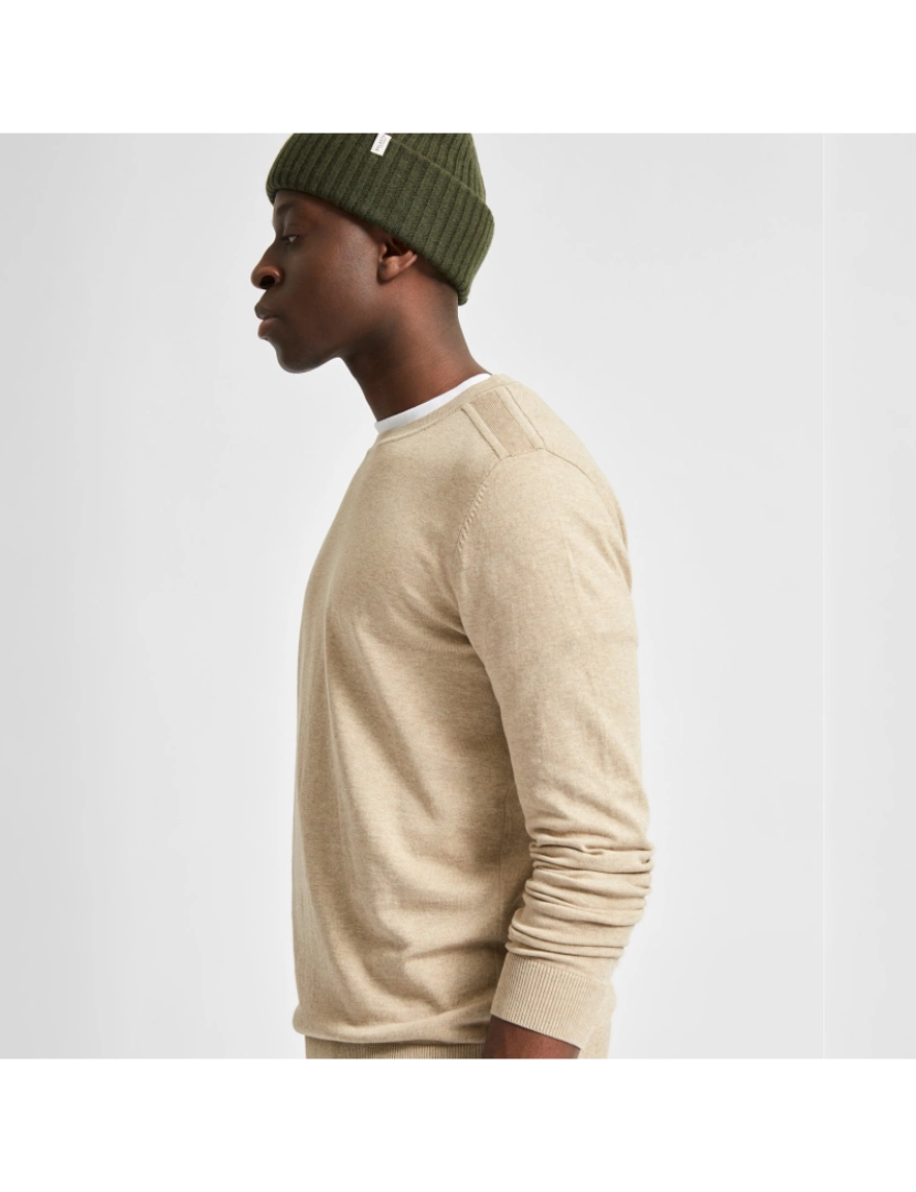 imagem de Selected Berg Pullover Crew Neck Kelp Bege4