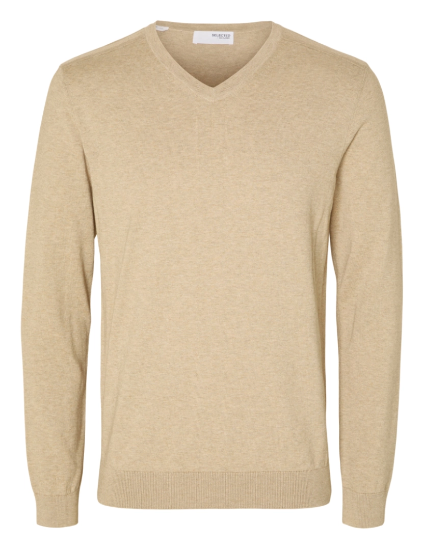 imagem de Selected Berg Pullover V-Neck Kelp Bege1