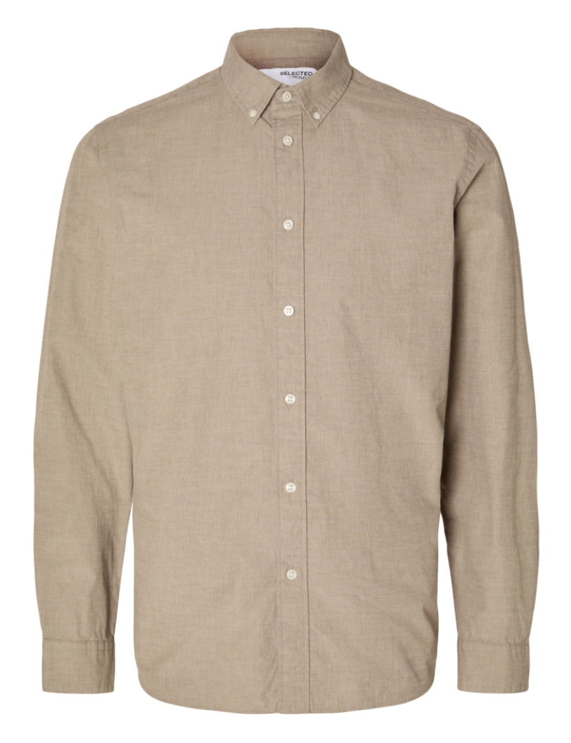 Selected - Selected Rick Slim Fit Overhemd Morel Bege