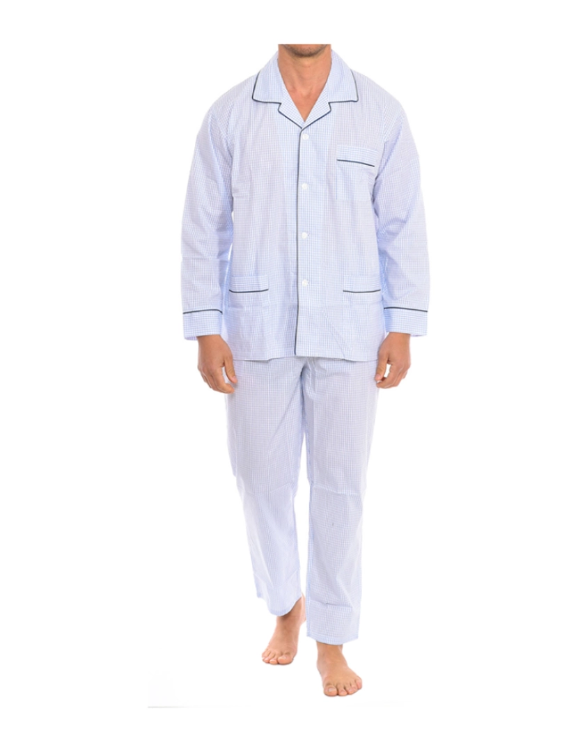 Kisses and Love - Pijama Manga Comprida Homem Branco e Azul