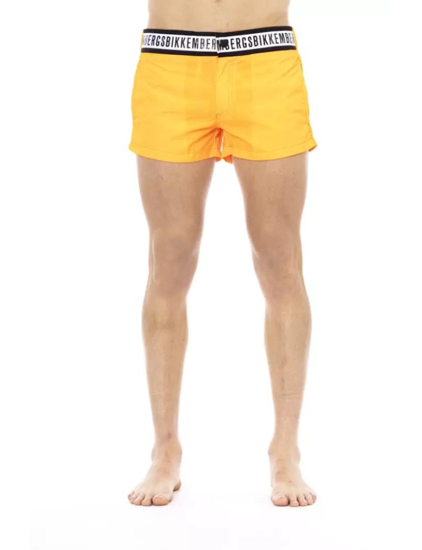 Bikkembergs - Bikkembergs Shorts de banho elegantes  em laranja com faixa de marca