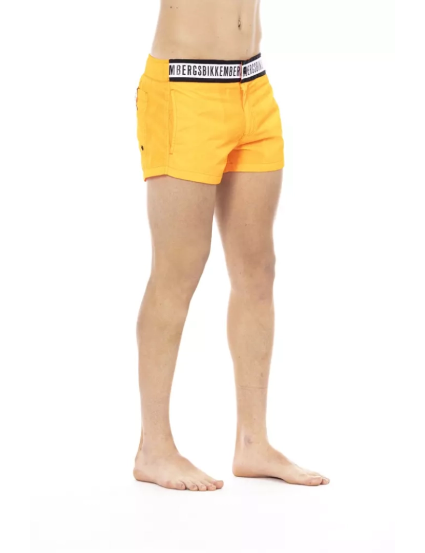 imagem de Bikkembergs Shorts de banho elegantes  em laranja com faixa de marca2