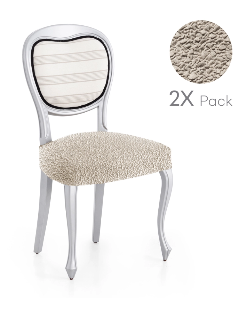 imagem de Pack de 2 capas elásticas para base de cadeira 50x50 cm Flexihug cor marfim1