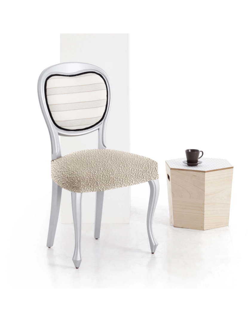 imagem de Pack de 2 capas elásticas para base de cadeira 50x50 cm Flexihug cor marfim4