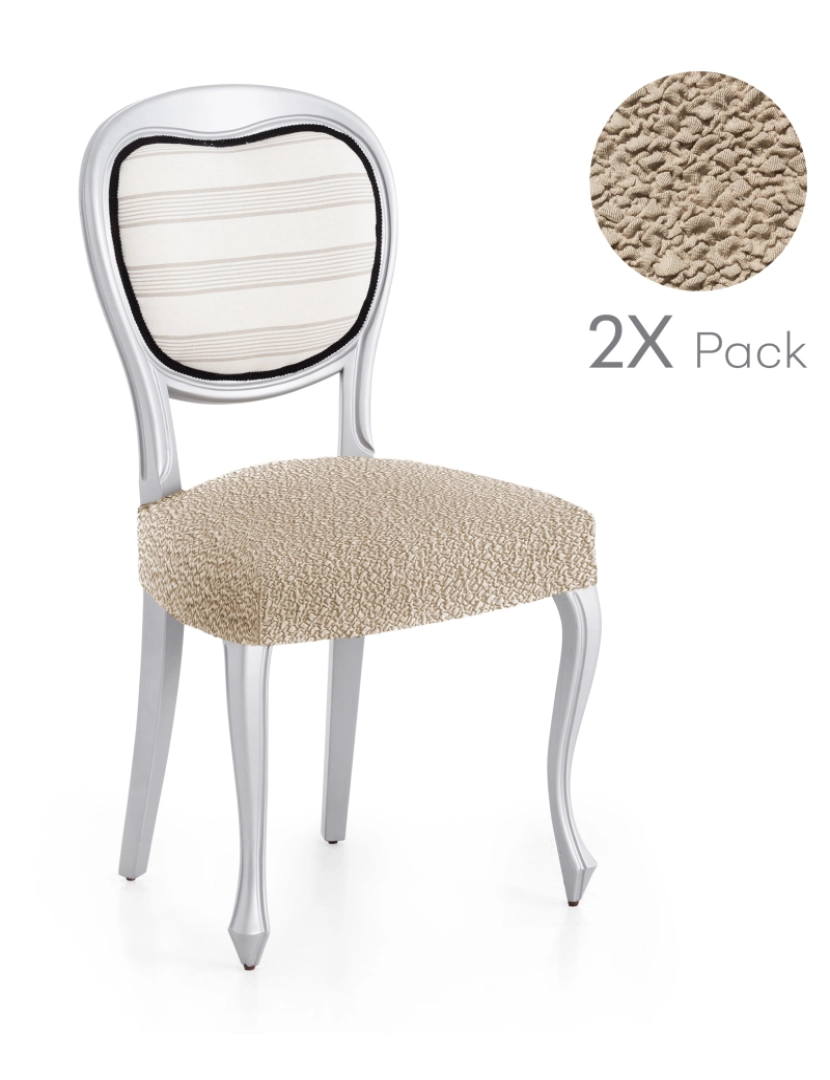 Milica - Pack de 2 capas elásticas para base de cadeira 50x50 cm Flexihug cor bege