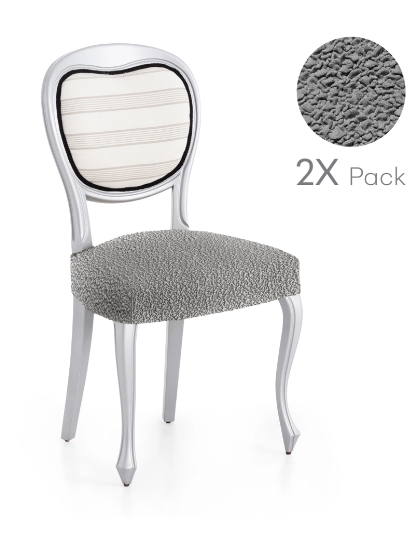 Milica - Pack de 2 capas elásticas para base de cadeira 50x50 cm Flexihug cor cinza