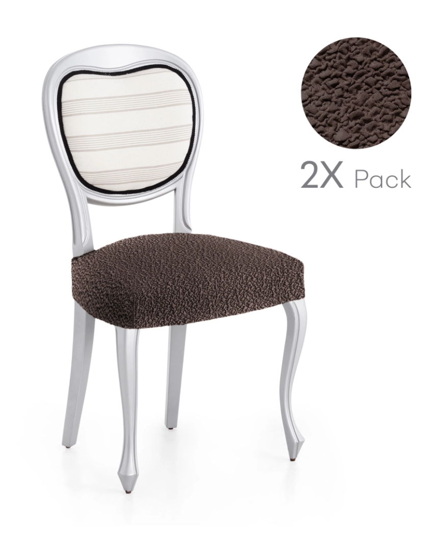 imagem de Pack de 2 capas elásticas para base de cadeira 50x50 cm Flexihug cor marrom1