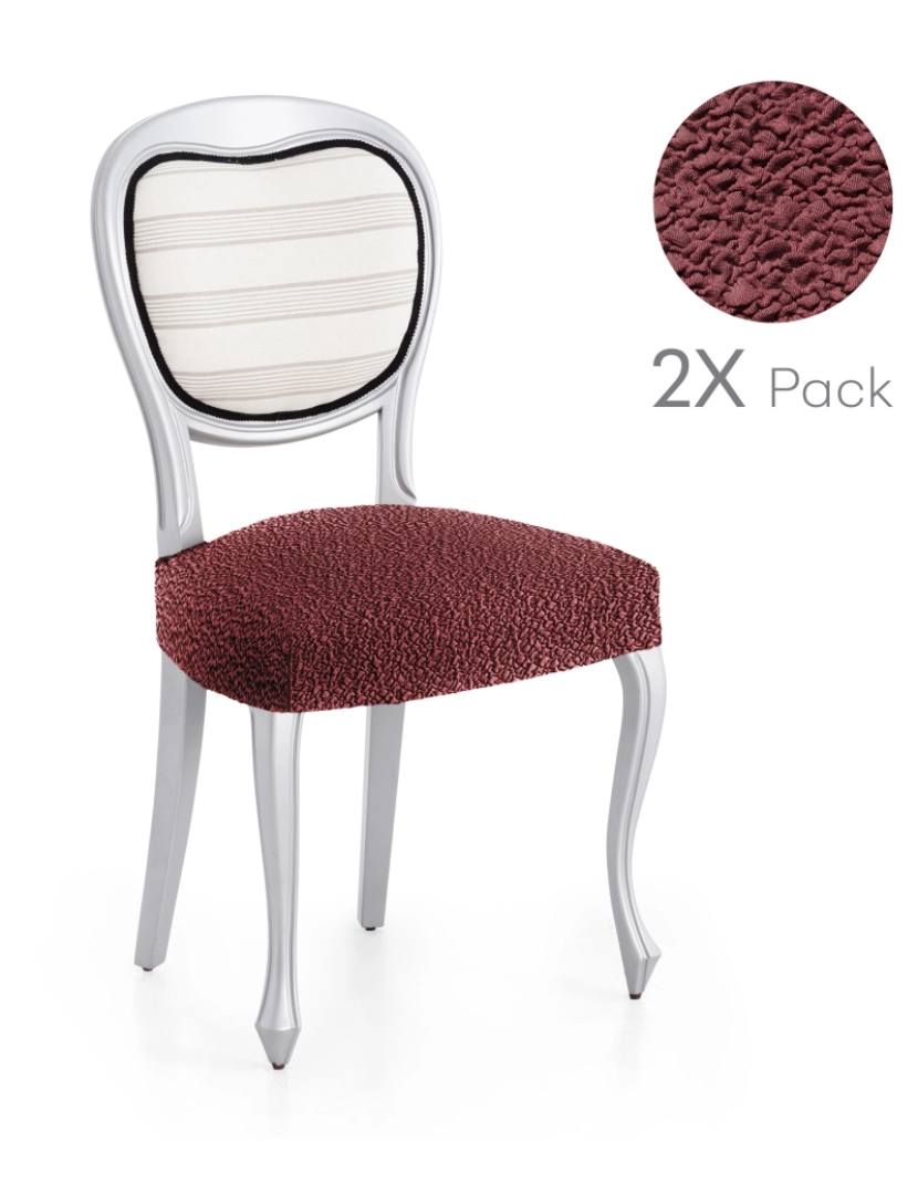 Milica - Pack de 2 capas elásticas para base de cadeira 50x50 cm Flexihug cor vermelho