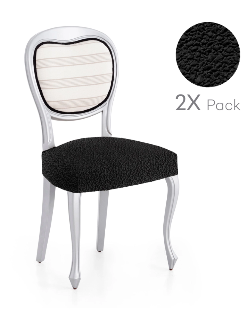 imagem de Pack de 2 capas elásticas para base de cadeira 50x50 cm Flexihug cor preto1