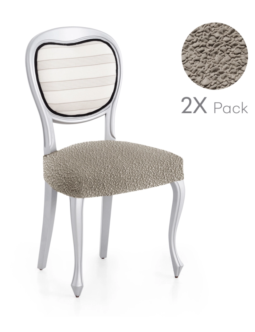 Milica - Pack de 2 capas elásticas para base de cadeira 50x50 cm Flexihug cor bege escuro