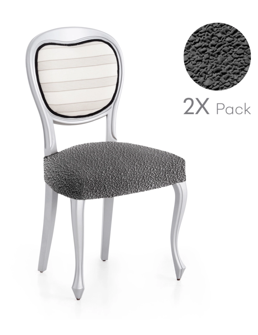 Milica - Pack de 2 capas elásticas para base de cadeira 50x50 cm Flexihug cor cinza escuro