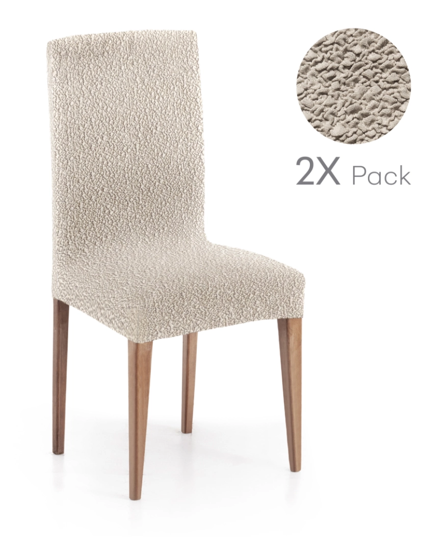 Milica - Pack de 2 capas elásticas para cadeira (proteção completa) 40x70 cm Flexihug cor marfim