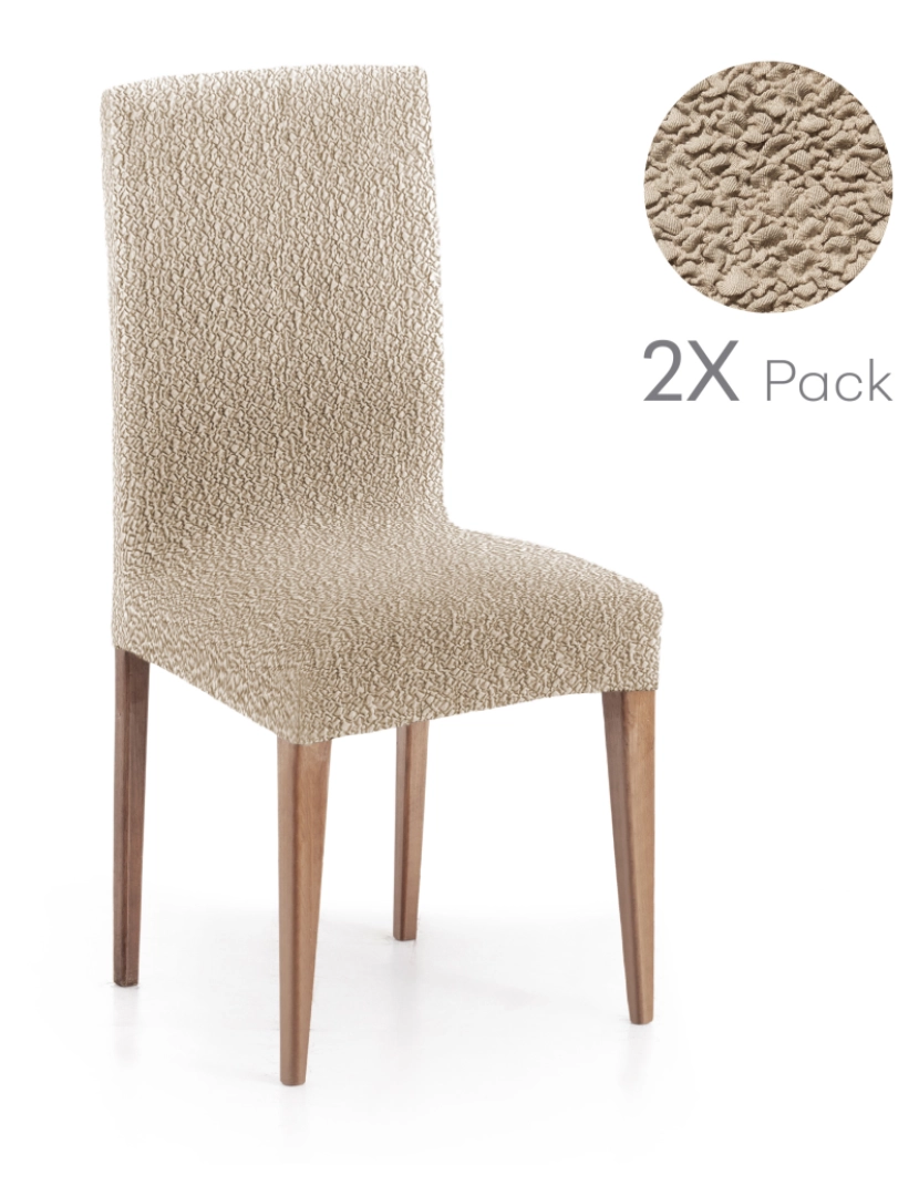 Milica - Pack de 2 capas elásticas para cadeira (proteção completa) 40x70 cm Flexihug cor bege