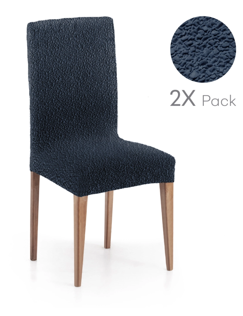 Milica - Pack de 2 capas elásticas para cadeira (proteção completa) 40x70 cm Flexihug cor azul