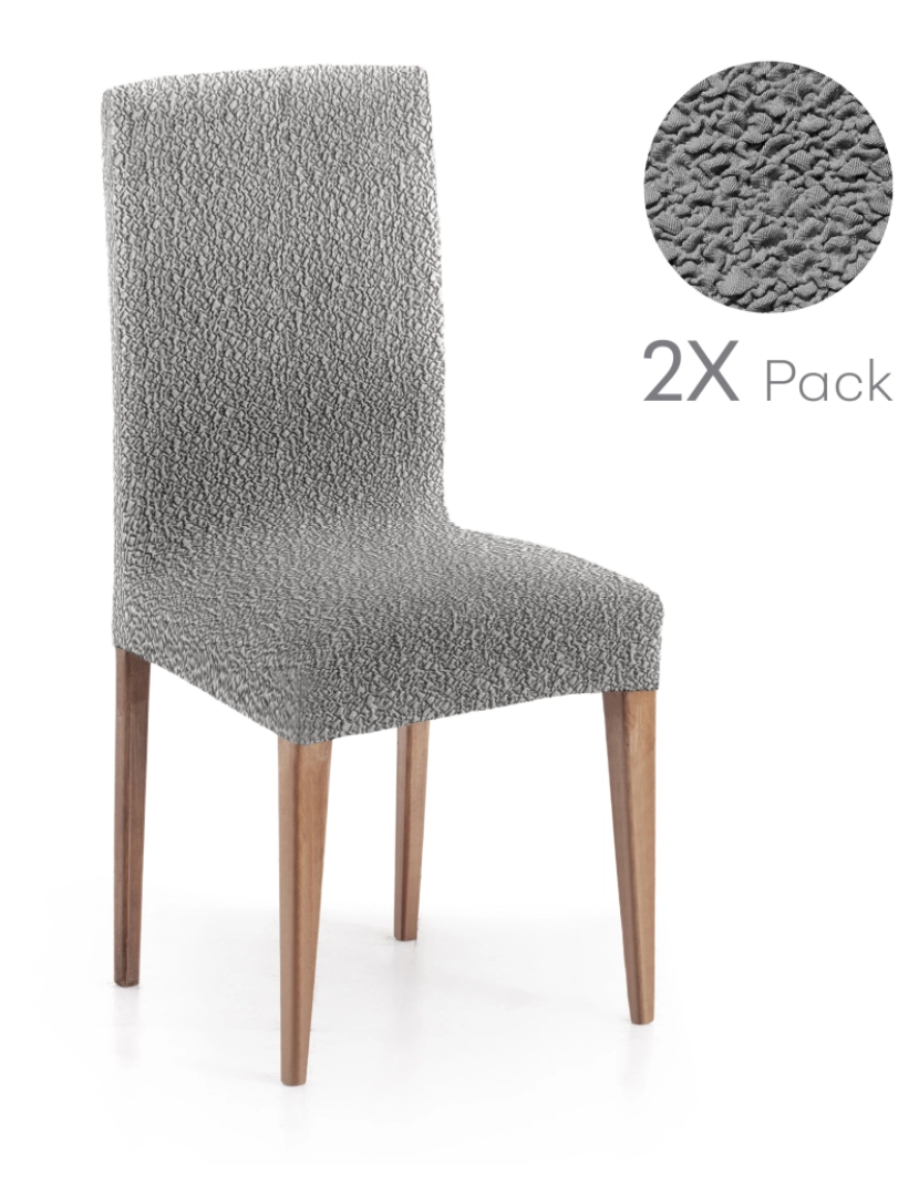 Milica - Pack de 2 capas elásticas para cadeira (proteção completa) 40x70 cm Flexihug cor cinza
