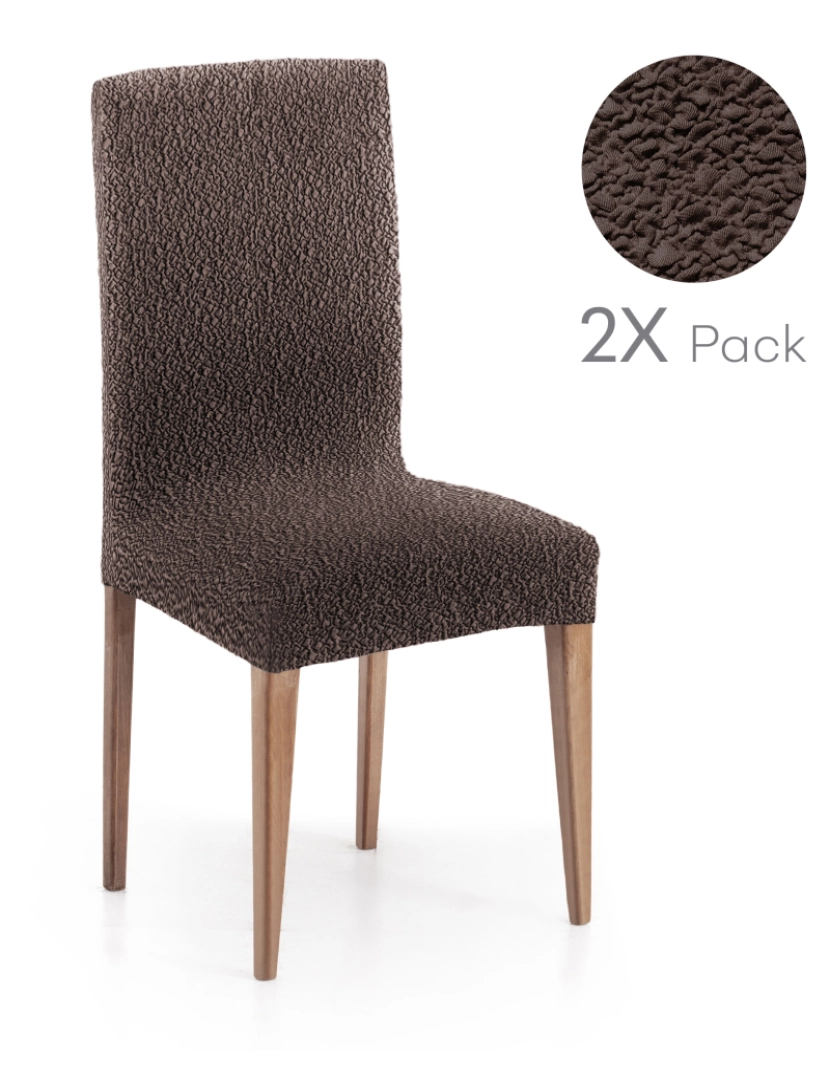 Milica - Pack de 2 capas elásticas para cadeira (proteção completa) 40x70 cm Flexihug cor marrom