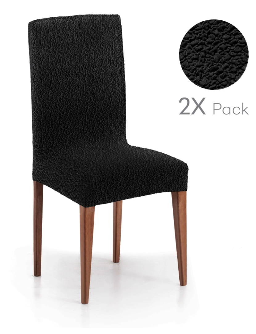 Milica - Pack de 2 capas elásticas para cadeira (proteção completa) 40x70 cm Flexihug cor preto