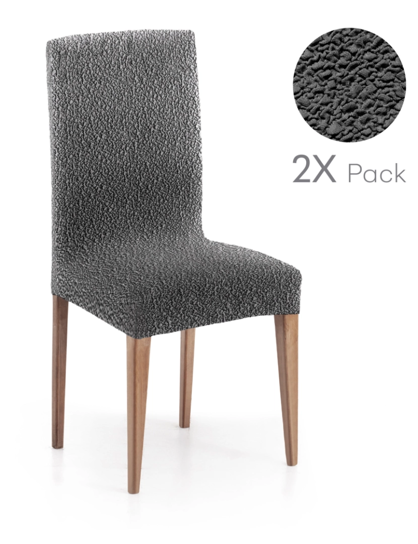 Milica - Pack de 2 capas elásticas para cadeira (proteção completa) 40x70 cm Flexihug cor cinza escuro