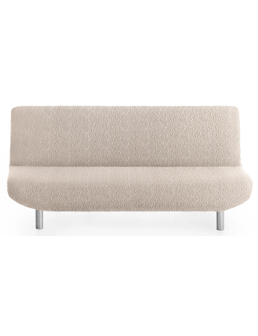 Milica - Capa multielástica para sofá-cama clic clac 3 lugares tecido adaptável e durável Flexihug cor marfim