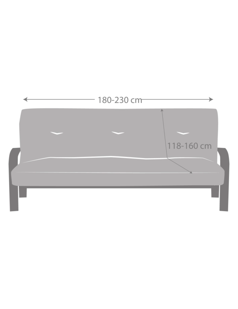 imagem de Capa multielástica para sofá-cama clic clac 3 lugares tecido adaptável e durável Flexihug cor marfim2