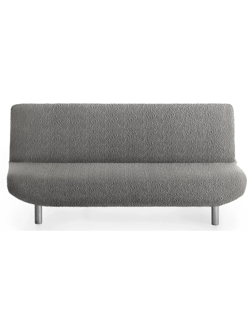 imagem de Capa multielástica para sofá-cama clic clac 3 lugares tecido adaptável e durável Flexihug cor cinza1
