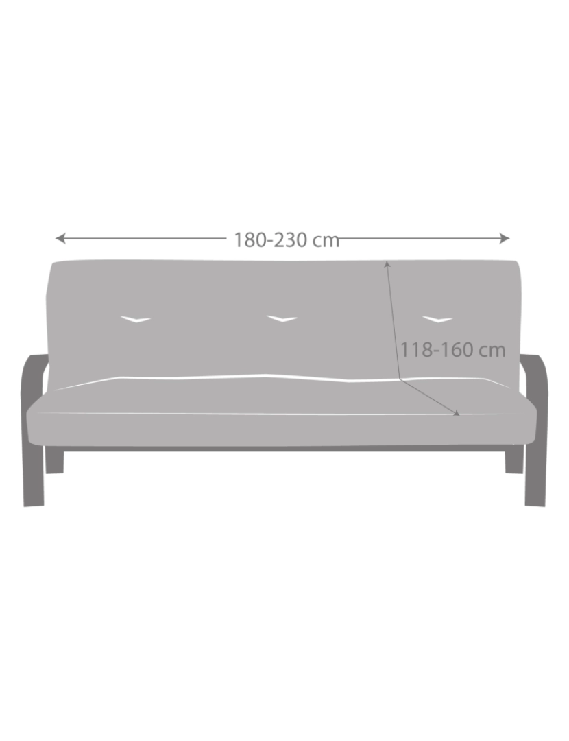 imagem de Capa multielástica para sofá-cama clic clac 3 lugares tecido adaptável e durável Flexihug cor cinza2